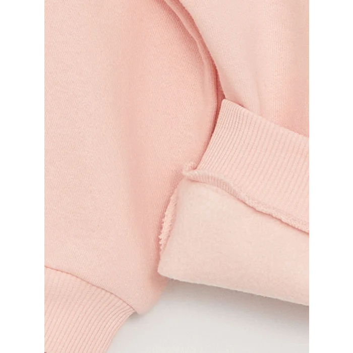 LCW baby Pembe Bisiklet Yaka Uzun Kollu Baskılı Kız Bebek Sweatshirt