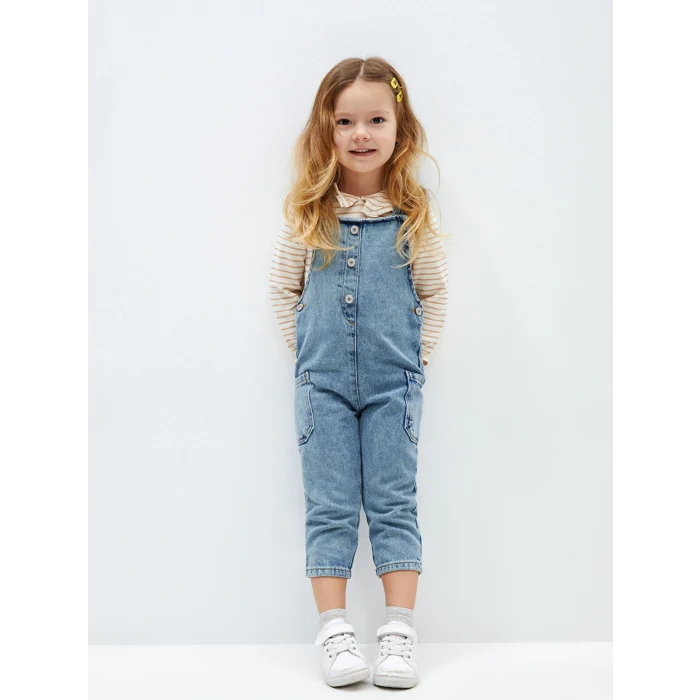 LCW baby Mavi Basic Kız Bebek Jean Salopet