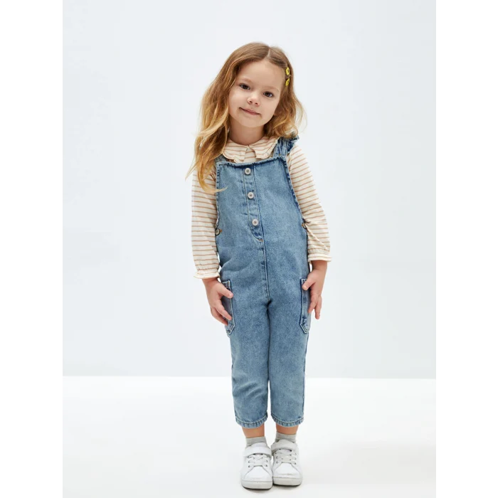 LCW baby Mavi Basic Kız Bebek Jean Salopet
