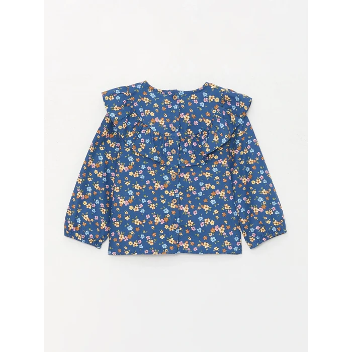 LCW baby Lacivert Bisiklet Yaka Kız Bebek Gömlek