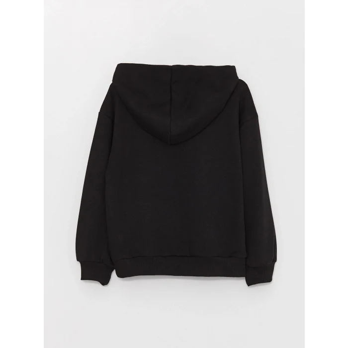 LCW Kids Siyah Kapüşonlu Baskılı Uzun Kollu Kız Çocuk Sweatshirt