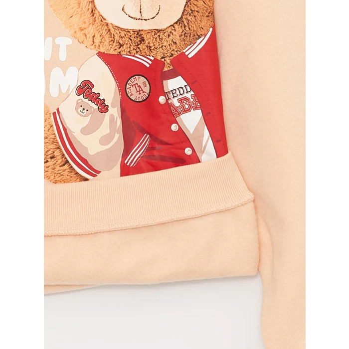 LCW Kids Pembe Bisiklet Yaka Baskılı Uzun Kollu Kız Çocuk Sweatshirt