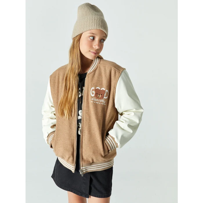 LCW Kids Bej Kolej Yaka Kız Çocuk Mont