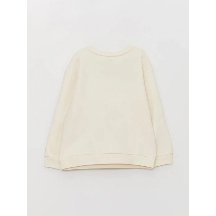 LCW Kids Pembe Bisiklet Yaka Baskılı Uzun Kollu Kız Çocuk Sweatshirt