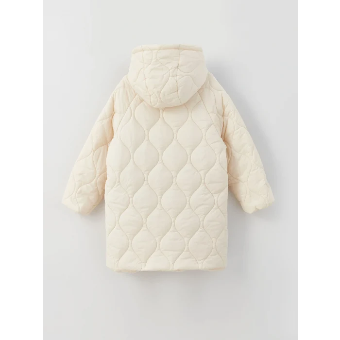 LCW Kids Bej Kapüşonlu Kapitone Kız Çocuk Mont
