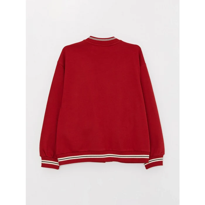 LCW Kids Kırmızı Baskılı Uzun Kollu Kız Çocuk Kolej Ceket