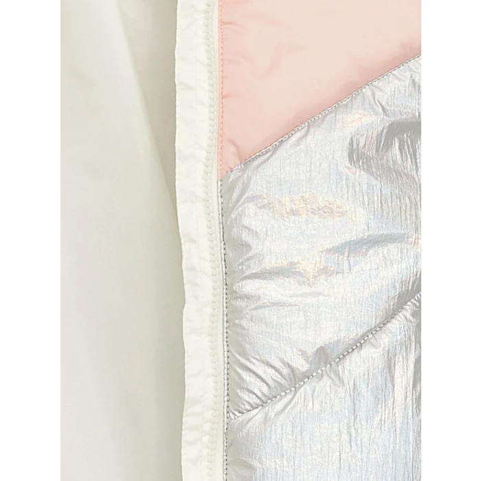 LCW Kids Ekru Kapüşonlu Renk Bloklu Kız Çocuk Şişme Mont