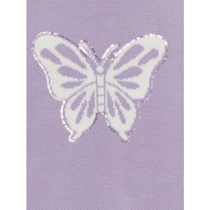 LCW Kids Lila Bisiklet Yaka Desenli Uzun Kollu Kız Çocuk Triko Kazak