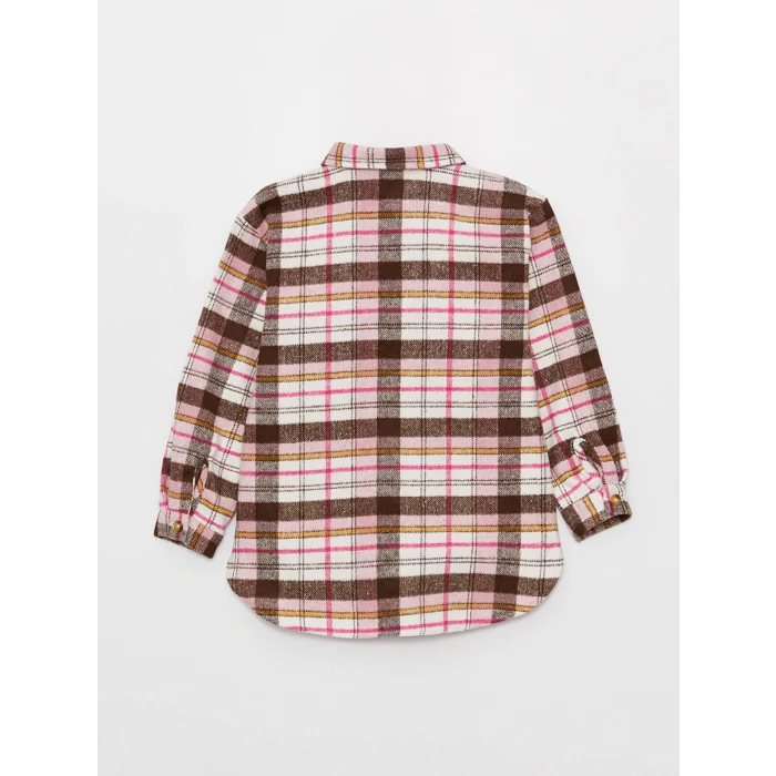 LCW Kids Pembe Ekose Uzun Kollu Kız Çocuk Gömlek Ceket