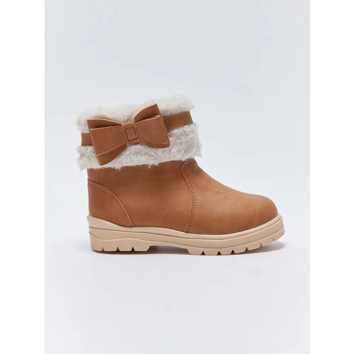 LCW STEPS Kahverengi Fermuarlı Kürk Detaylı Kız Bebek Bot