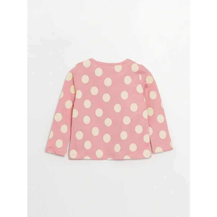 LCW baby Pembe Bisiklet Yaka Uzun Kollu Nakış Detaylı Kız Bebek Tişört