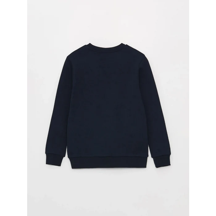 LCW Kids Lacivert Bisiklet Yaka Baskılı Uzun Kollu Erkek Çocuk Tişört