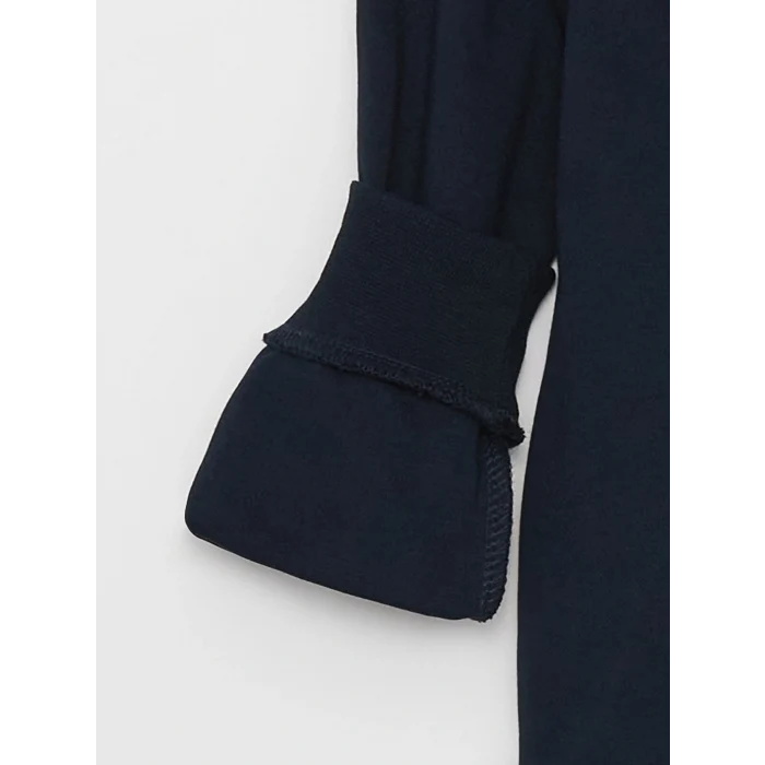 LCW Kids Lacivert Bisiklet Yaka Baskılı Uzun Kollu Erkek Çocuk Tişört