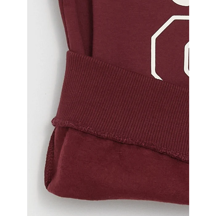 LCW Kids Bordo Rahat Kalıp Bisiklet Yaka Baskılı Erkek Çocuk Sweatshirt
