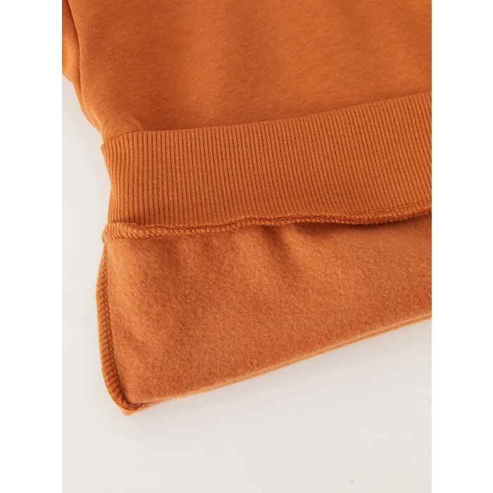 LCW Kids Kahverengi Rahat Kalıp Baskılı Erkek Çocuk Hoodie