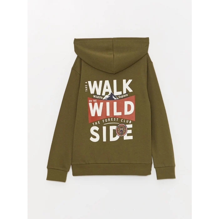 LCW Kids Yeşil Baskılı Uzun Kollu Erkek Çocuk Hoodie