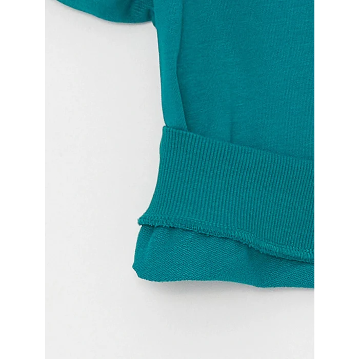 LCW Kids Turkuaz Rahat Kalıp Bisiklet Yaka Baskılı Erkek Çocuk Sweatshirt