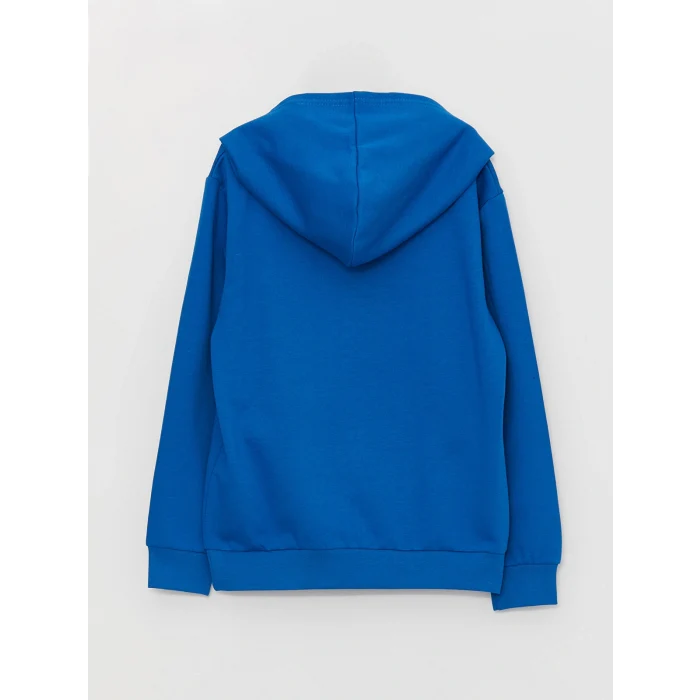 LCW Kids Mavi Baskılı Uzun Kollu Erkek Çocuk Hoodie