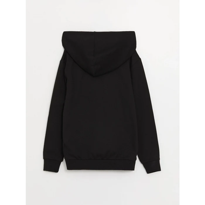 LCW Kids Siyah Baskılı Uzun Kollu Erkek Çocuk Hoodie
