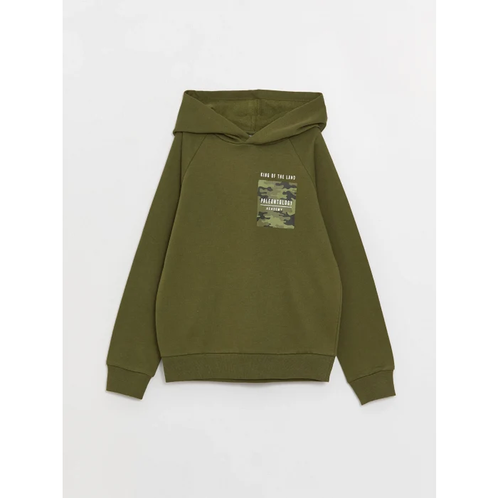 LCW Kids Yeşil Baskılı Uzun Kollu Erkek Çocuk Hoodie