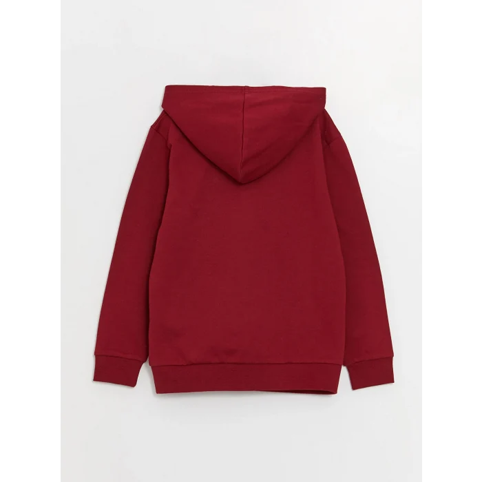 LCW Kids Bordo Baskılı Uzun Kollu Erkek Çocuk Hoodie