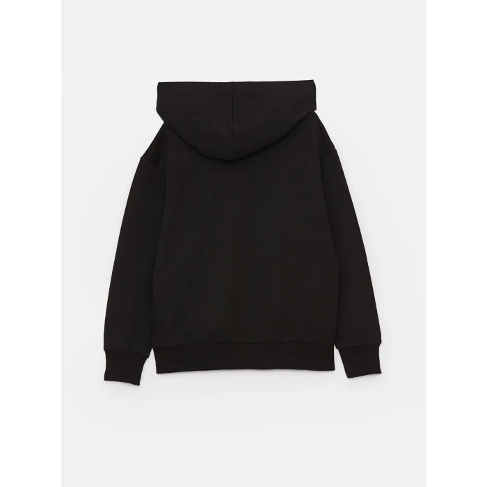 LCW Kids Siyah Rahat Kalıp Baskılı Erkek Çocuk Hoodie
