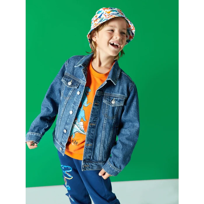 LCW Kids Turuncu Bisiklet Yaka Baskılı Uzun Kollu Erkek Çocuk Sweatshirt