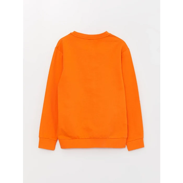 LCW Kids Turuncu Bisiklet Yaka Baskılı Uzun Kollu Erkek Çocuk Sweatshirt