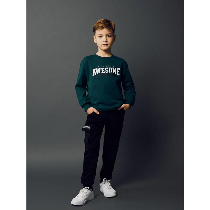 LCW Kids Siyah Beli Lastikli Erkek Çocuk Kargo Eşofman Altı