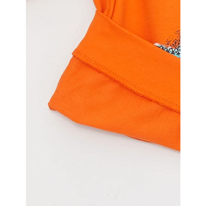 LCW Kids Turuncu Bisiklet Yaka Baskılı Uzun Kollu Erkek Çocuk Sweatshirt