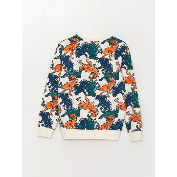 LCW Kids Turuncu Bisiklet Yaka Baskılı Uzun Kollu Erkek Çocuk Sweatshirt