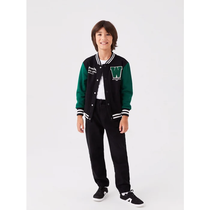 LCW Kids Siyah Rahat Kalıp Beli Lastikli Erkek Çocuk Jogger Pantolon