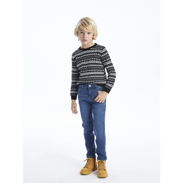 LCW Kids İndigo Beli Ayarlanabilir Lastikli Erkek Çocuk Jean Pantolon