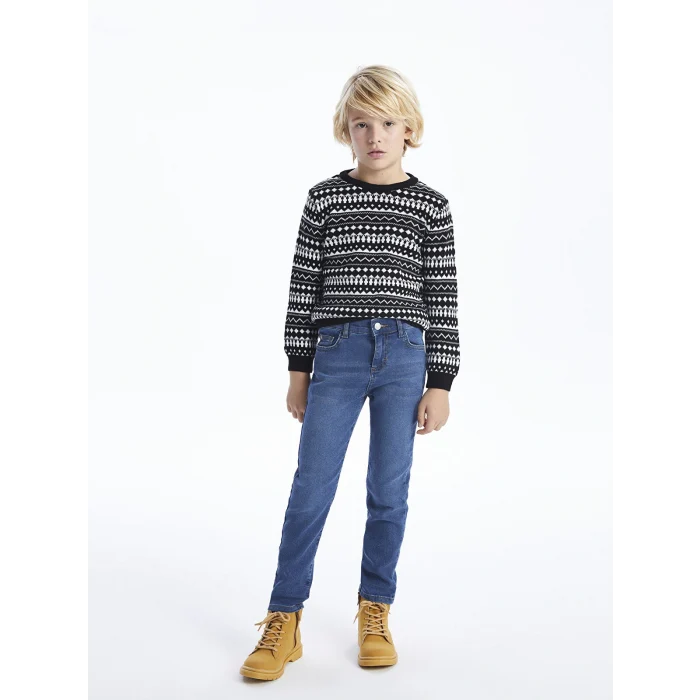 LCW Kids İndigo Beli Ayarlanabilir Lastikli Erkek Çocuk Jean Pantolon