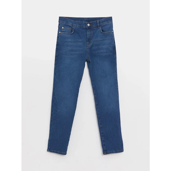 LCW Kids İndigo Beli Ayarlanabilir Lastikli Erkek Çocuk Jean Pantolon