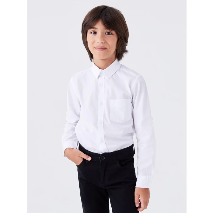 LCW Kids Beyaz Basic Erkek Çocuk Poplin Gömlek