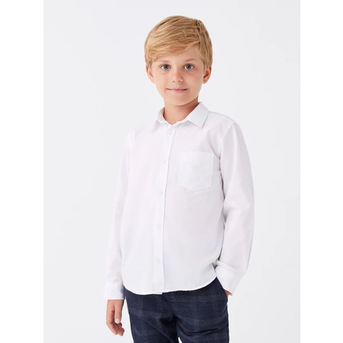 LCW Kids Beyaz Basic Erkek Çocuk Poplin Gömlek