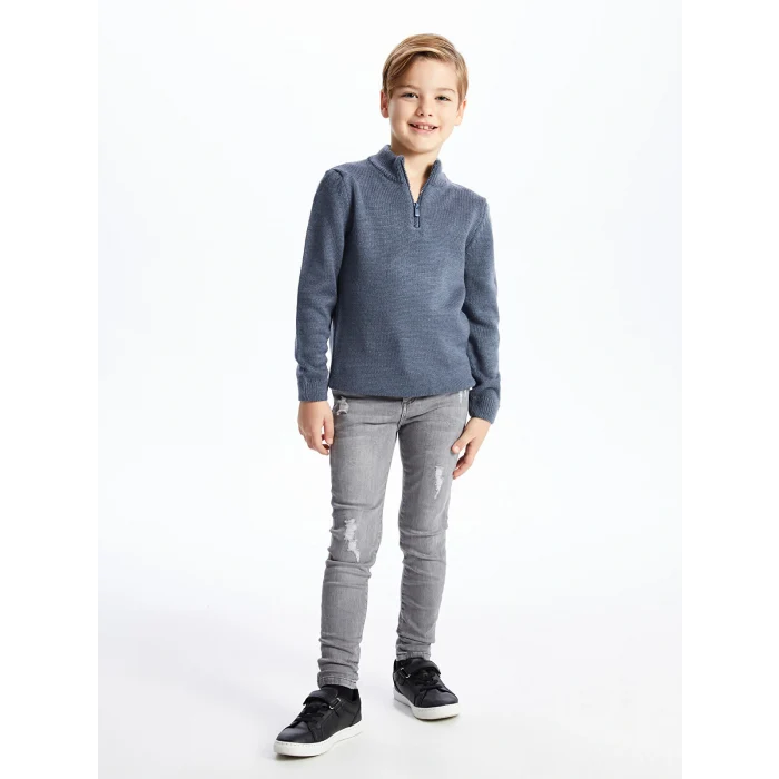 LCW Kids Gri Beli Ayarlanabilir Lastikli Erkek Çocuk Jean Pantolon