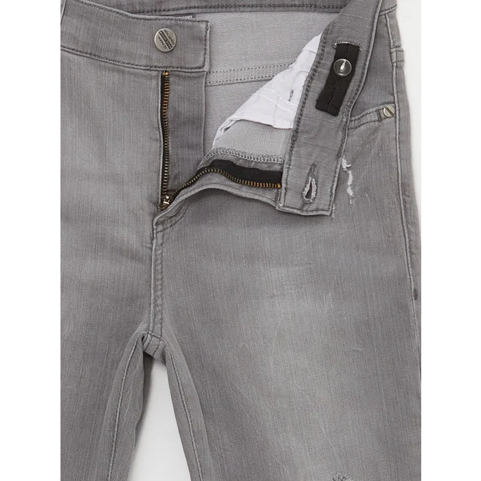 LCW Kids Gri Beli Ayarlanabilir Lastikli Erkek Çocuk Jean Pantolon