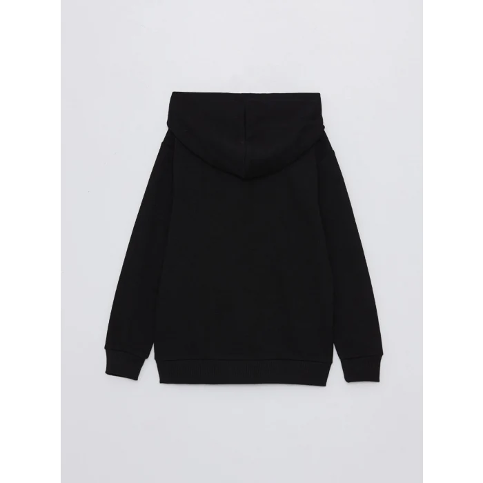 LCW Kids Siyah Baskılı Uzun Kollu Erkek Çocuk Hoodie