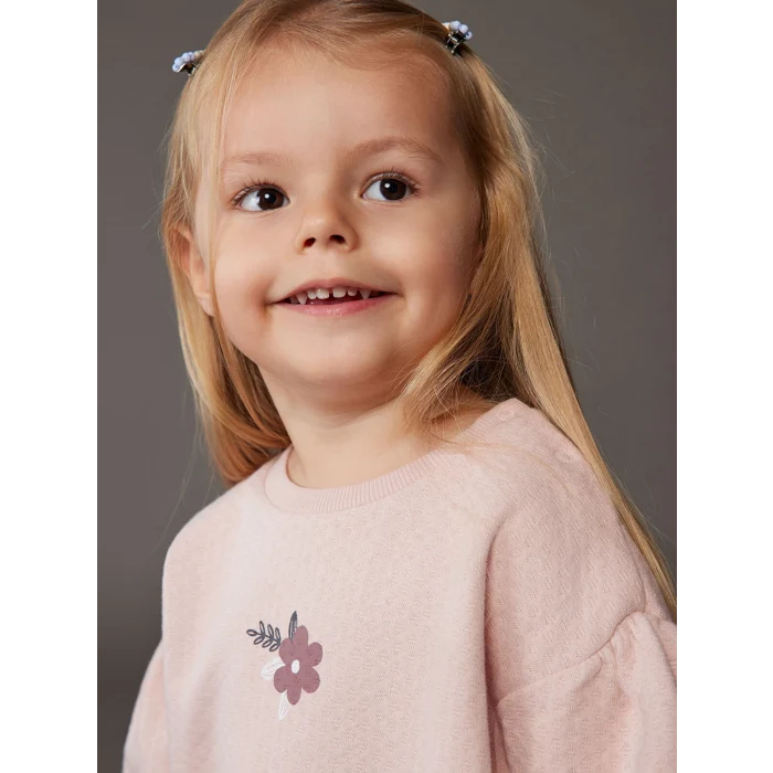 LC WAIKIKI Pembe Baskılı Kız Bebek Sweatshirt ve Tayt 2li