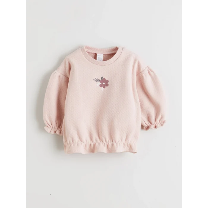 LC WAIKIKI Pembe Baskılı Kız Bebek Sweatshirt ve Tayt 2li