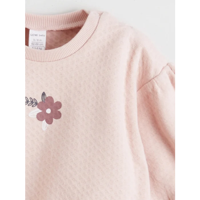 LC WAIKIKI Pembe Baskılı Kız Bebek Sweatshirt ve Tayt 2li