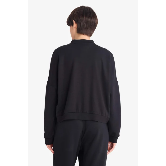 Defacto G3427AXBK81 Siyah Kolej Yaka Basic Düz Fermuarlı Bomber Hırka