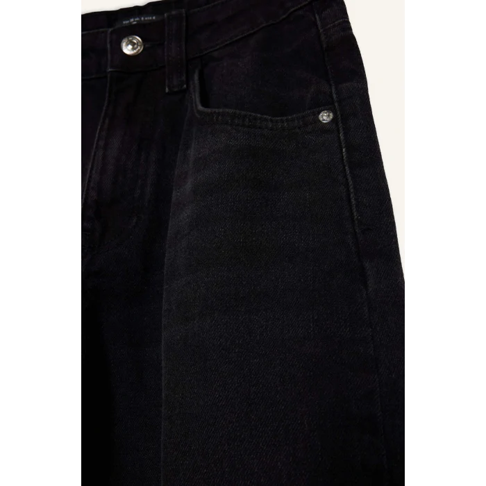 Defacto F2960AXNM40 Siyah Baggy Fit Yüksek Bel Düz Paça Uzun Jean Pantolon