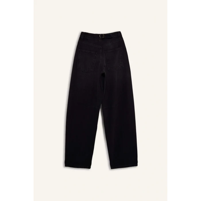 Defacto F2960AXNM40 Siyah Baggy Fit Yüksek Bel Düz Paça Uzun Jean Pantolon