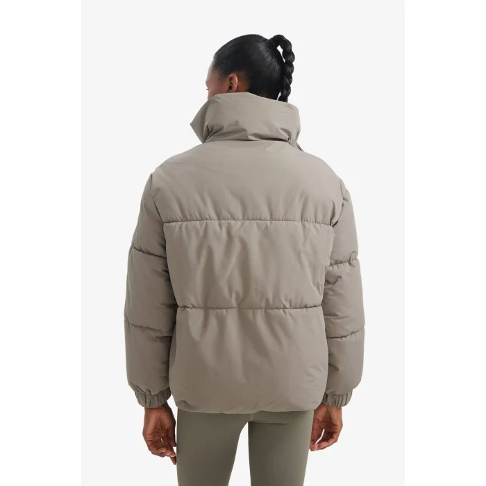 Defacto E9266AXKH464 Haki DeFactoFit Su İtici Oversize Fit Geniş Kalıp Dik Yaka Fermuarlı Çıtçıtlı Cepli Şişme Mont