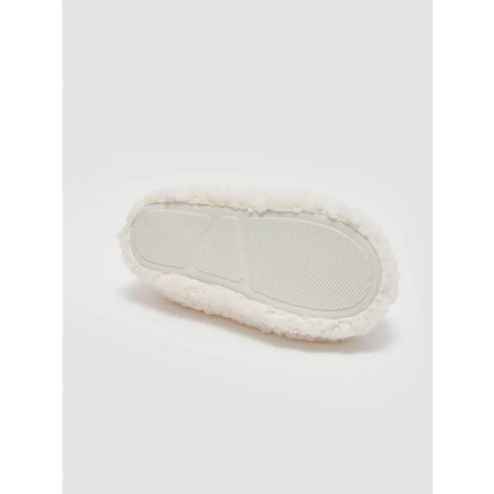 LCW STEPS Ekru 3D Aplike Detaylı Pelüş Kız Çocuk Ev Terliği