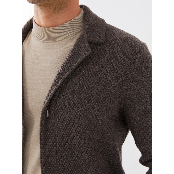 SOUTHBLUE Bej Standart Kalıp Ceket Yaka Erkek Triko Hırka