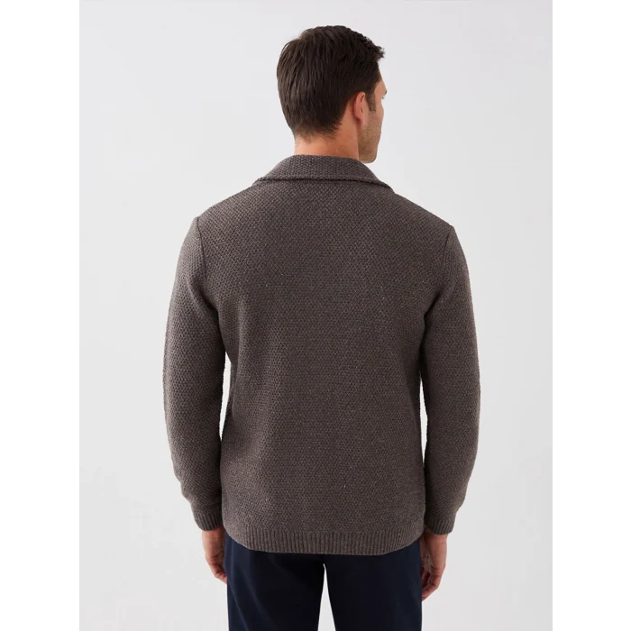 SOUTHBLUE Bej Standart Kalıp Ceket Yaka Erkek Triko Hırka